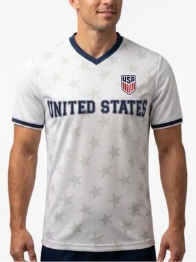 Icon Sports U.S. Soccer USA White Stars Jersey Shirt Size L NWT